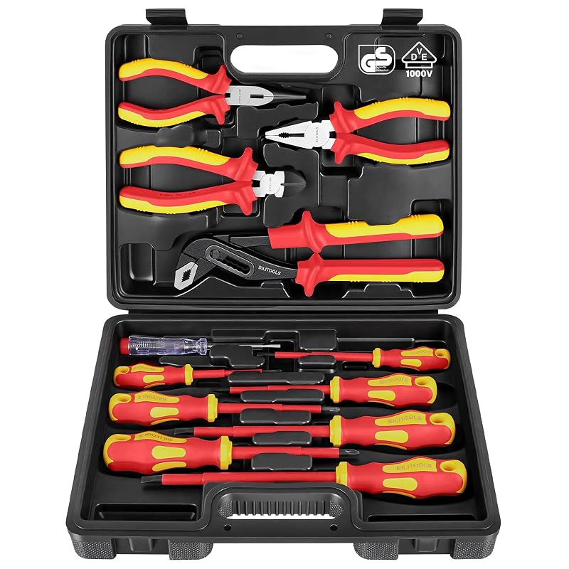BILITOOLS Kit de Ferramentas para Eletricista com Alicates e Chaves de Fenda Isolados VDE 1000 V, 12 peças
