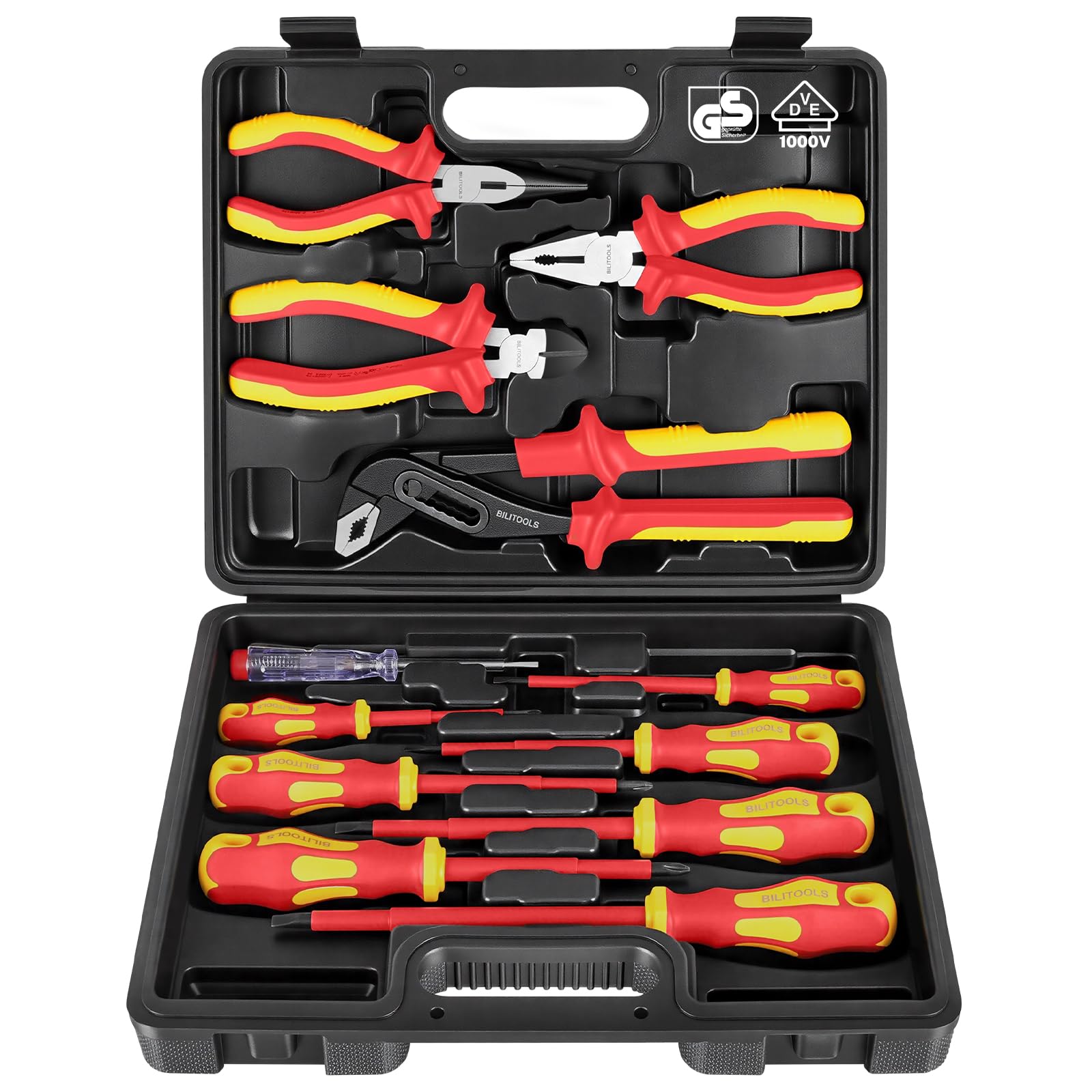 BILITOOLS 12-Piece 1000V VDE Insulated Screwdriver and Pliers Set