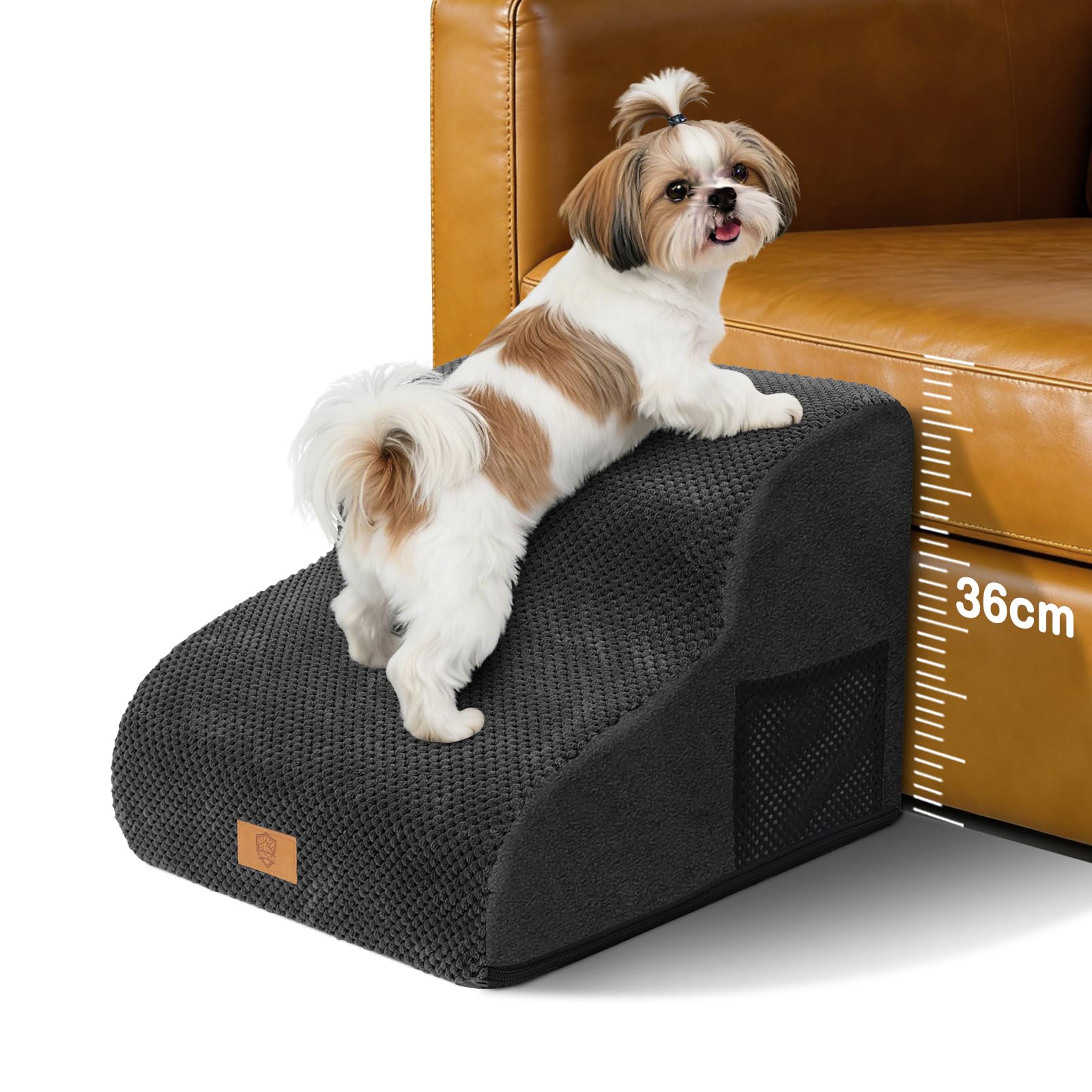 Zvonema Escaleras para Perros de 2 Peldaños, Escalera para Mascotas de Esponja, Rampa para Perros de Esponja para Sofá Cama, Superficie Antideslizante, Lavable, Desmontable