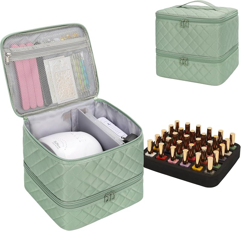 Ethereal Estojo de Viagem para Esmaltes e Lâmpada UV, Capacidade para mais de 30 Frascos de 15 mL, 02-Green