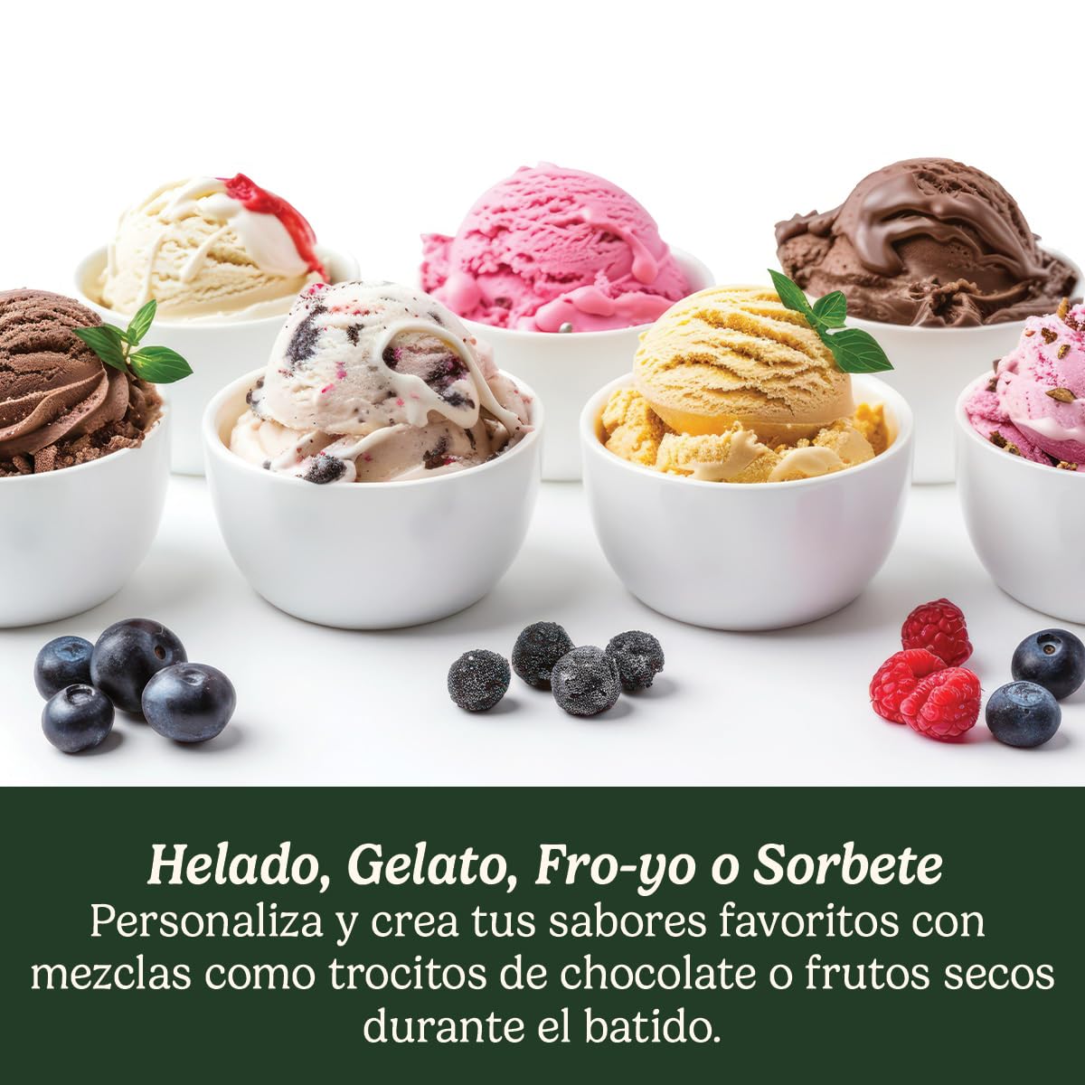 Cuisinart Heladera Solo Scoops, Máquina para hacer helado gelato sorbetes y yogur helado, casero en 25min, sorbetes, Compacta, ocupa poco espacio, Tazón para bat, Bol de congelación instantánea 475ml