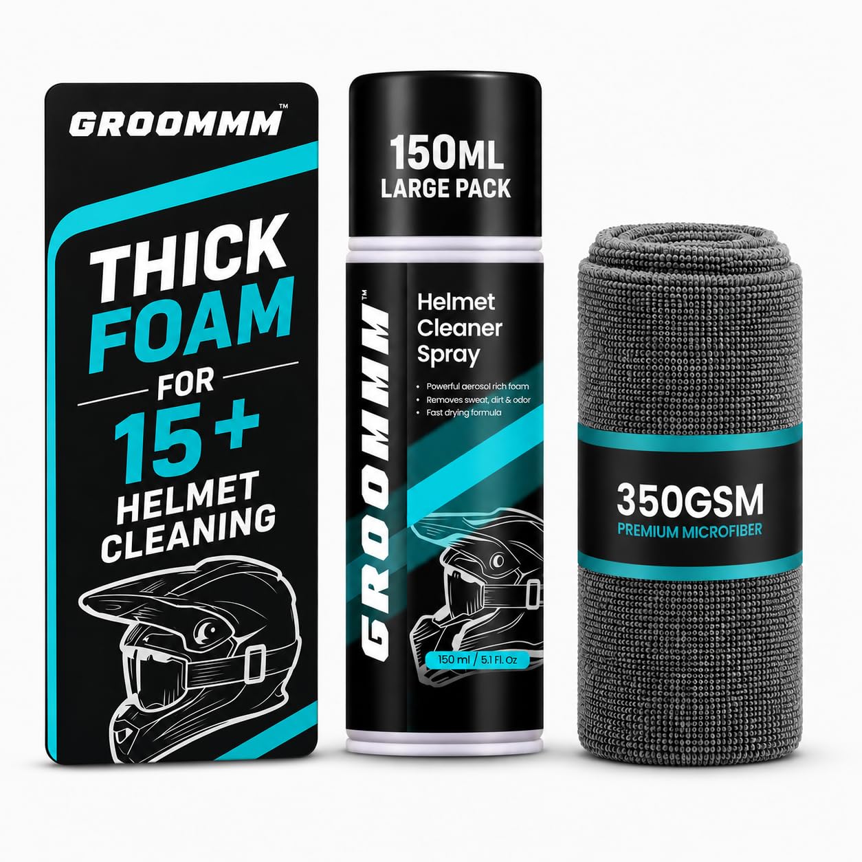 Instant Drying Helmet Cleaner Spray Inner Foam 150ml With Lemonish Fragrance | Dirt Remover For Helmet Interior, Exterior & Visor With Microfibercloth | Safe For Skin & Hair-picture-13