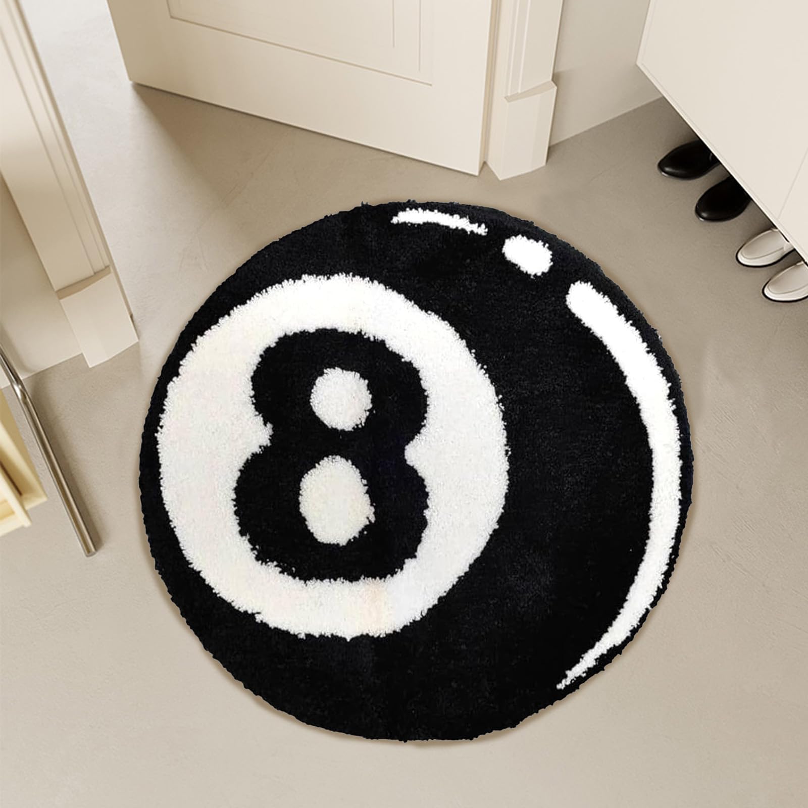 Tappetino Da Bagno Per Bambini Morbido E Lavabile - Design A Pallini Da Biliardo Nero E Bianco, 80cm - Foto 10
