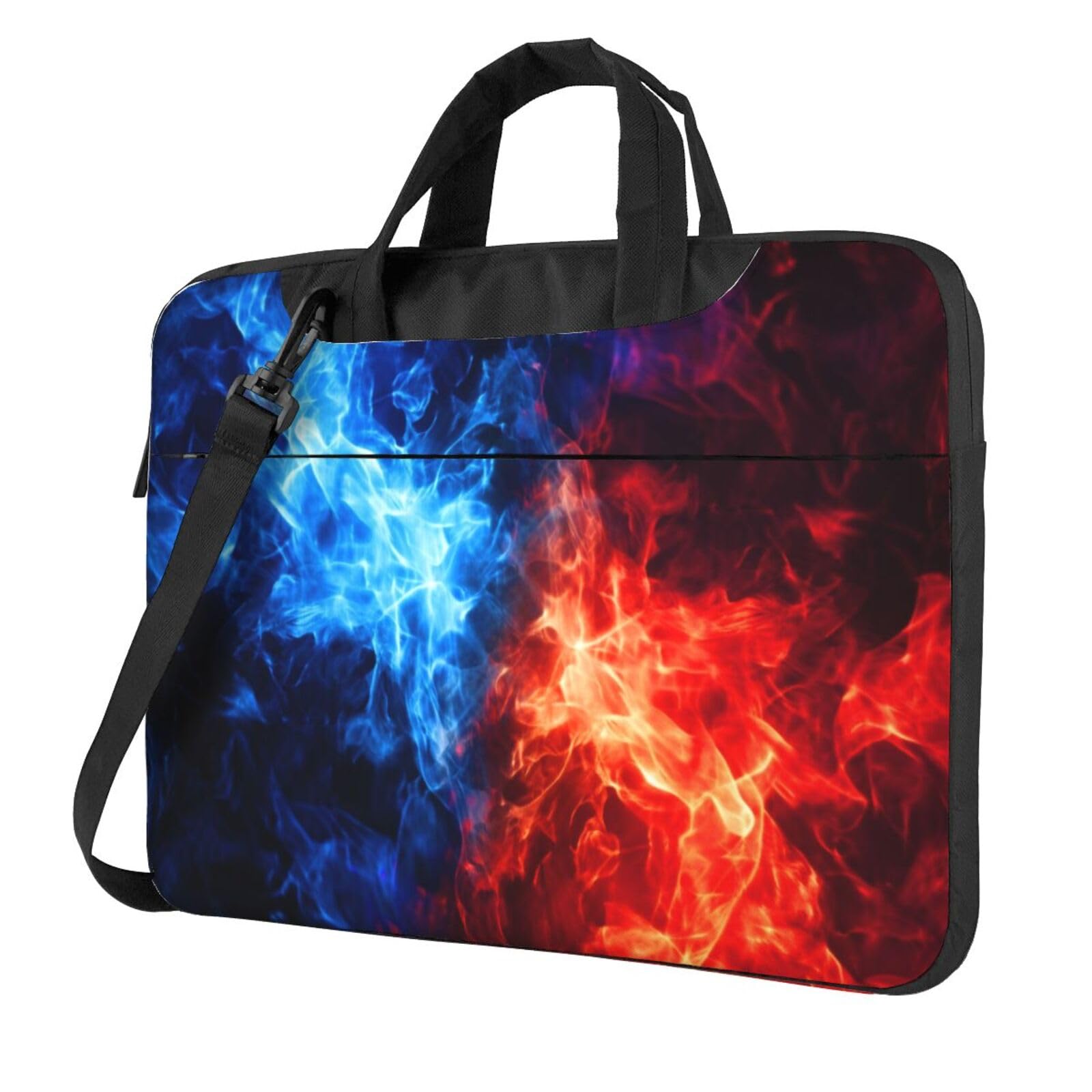 BSUYGET Red and Blue Fire Flames Laptop Shoulder Bag Lightweight Laptop Case Computer Sleeve with Shoulder Strap 13 inch