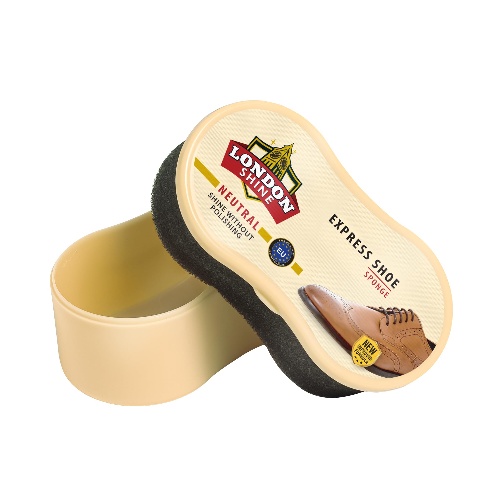 London ShineExpress Neutral Shoe Shine Sponge | Instant Shoe Shiner | For All Color Leather Shoes | Premium Leather Care Product For Shoes, Boots & Leather Accessories. Quick Shoe Shine Without Polishing.