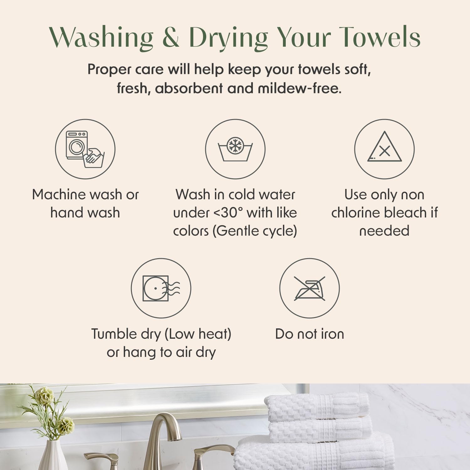 Springtree Home 6 Pack 100% Cotton Hand Towels | White Towels | Oeko‑TEX Standard 100 | Soft & Absorbent, Quick‑Dry | Trinity Collection - Bright White