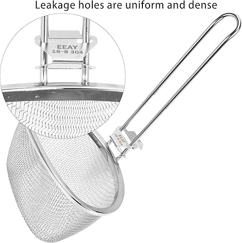 Miniatura 4 de Hemoton Cuchara coladora de olla caliente de acero inoxidable de 9.64 x 5.51 pulgadas, cuchara ranurada de malla fina con mango para colgar para