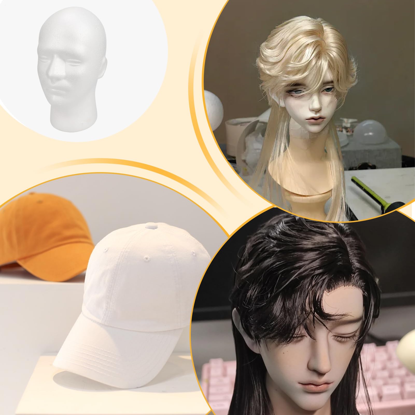 Amazon.co.jp: マネキンヘッド 発泡スチ - ウィッグ スタンド 25cm 