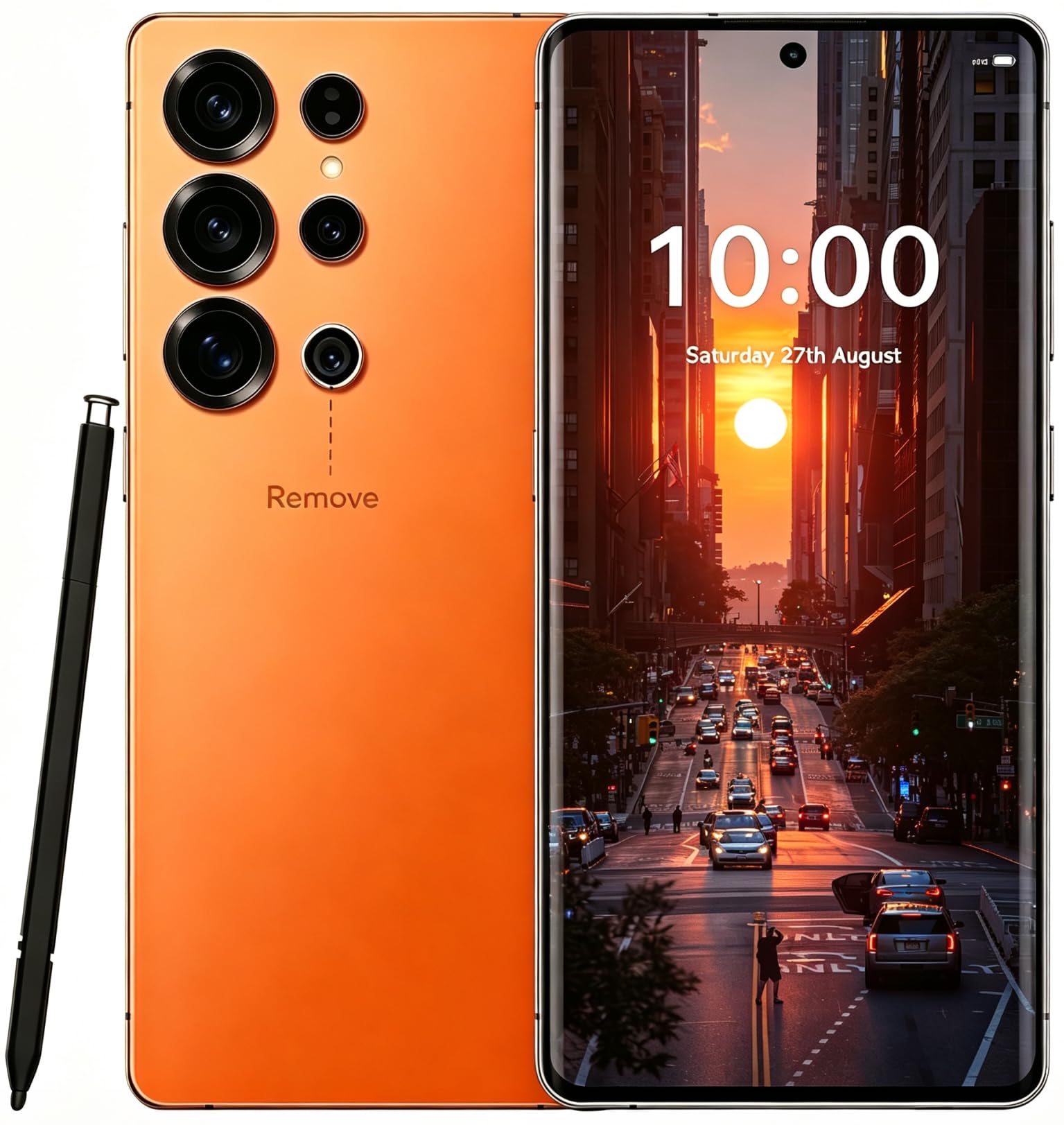 Unlocked Phones, C24 Ultra Android 14 Cell Phone, 8G+256G Smartphone, Snapdragon 8 Gen3/6800mAh Fast Charging/6.8" 120Hz Display/Dual SIM/GPS/Face Unlock/5G Global Cell Phone (Orange)