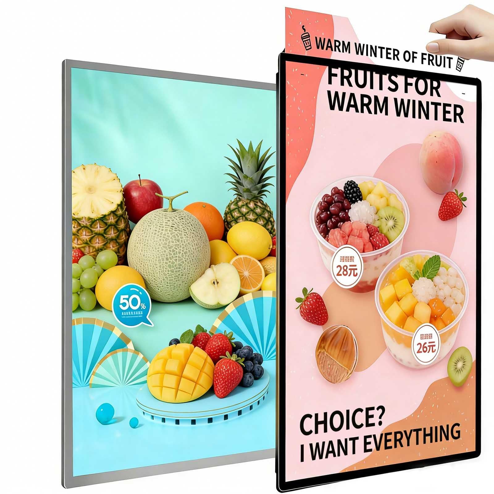 Ramka na plakat filmowy LED, ultracienkie pudełko świetlne do szybkiej wymiany plakatów, montowana na ścianie tablica menu z aluminiową ramą, do restauracji i handlu detalicznego, 50 x 70 cm