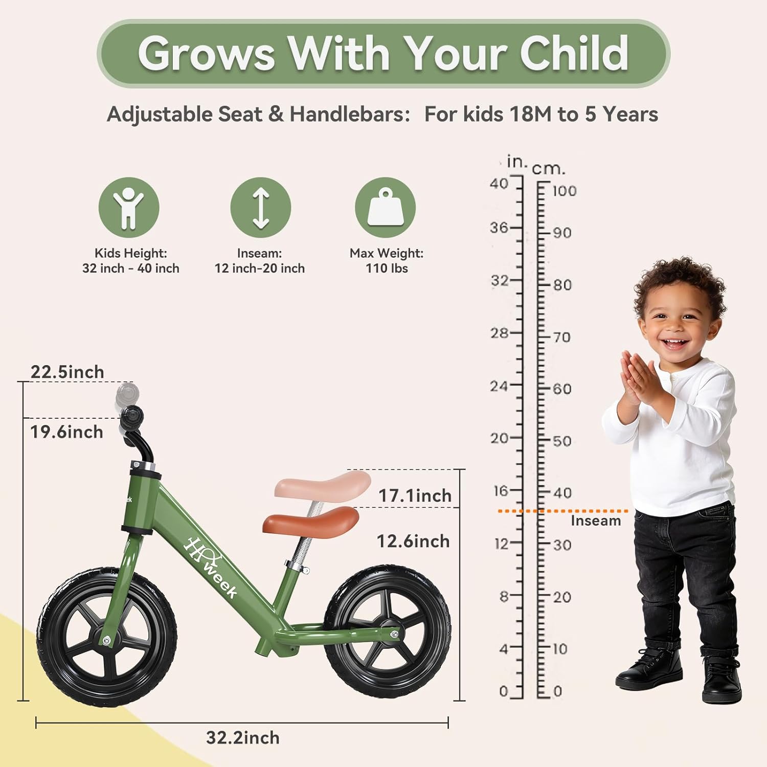 Toddler Balance Bike 12” No Pedal Training Bicycle for Kids 24 Months to 5 Years Tool-Free Adjustments Seat and Handlebar Best Gift for 2 3 4 5 Boys Girls | No Pedal, Training Bicycle, for Kids, Seat and Handlebar, Best Gift