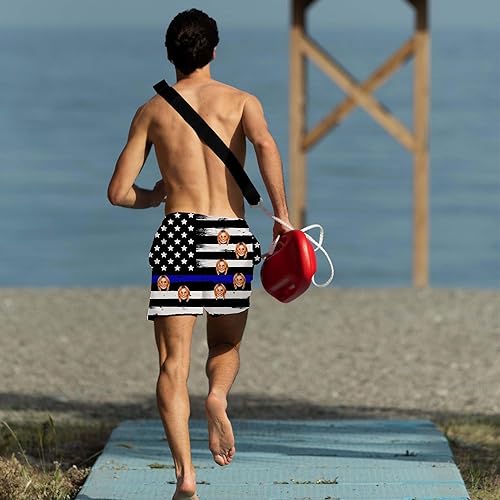 Vista 6 de Traje de baño personalizado para hombre, divertido estampado de fotos personalizado con la bandera estadounidense, pantalones cortos, regalos
