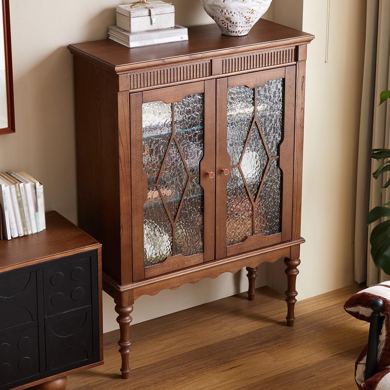 Kaffeebarschrank Massivholz Esszimmer Sideboard Wohnzimmer Lagerschrank Wand Weinvitrine Buffetschrank mit Stauraum