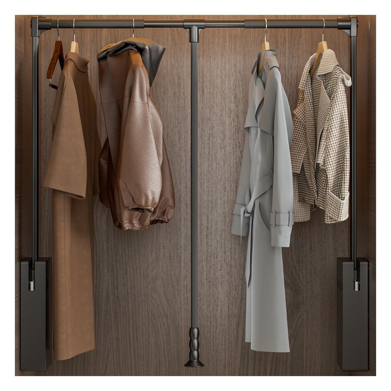 GTHTUHFD Pull Down Closet Rod, Adjustable Lift Wardrobe Rail With Soft Return, Aluminum Alloy Frame, 20Kg Load, Organizer For Easy Access Color1-660-890mm