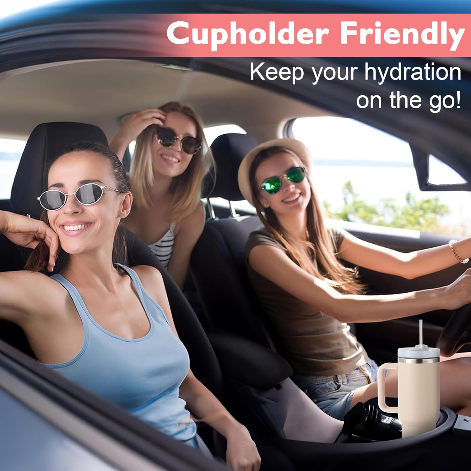 40 oz Tumbler with Handle Straw Lid Insulated Stainless Steel Vacuum Reusable Keep Drinks Cold Coffee Cup Holder Friendly Gifts for Women Lover Car Gym Travel, Pink - Image 5