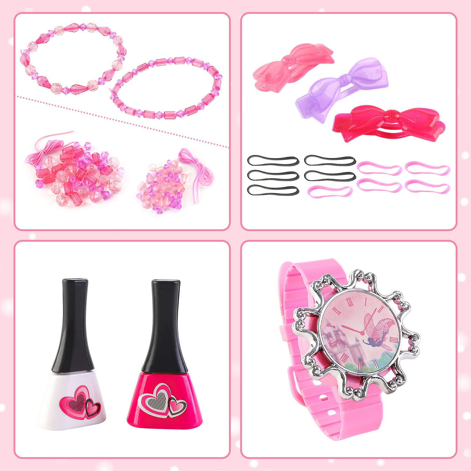 deAO Gioco di Bellezza Moda e Estilismo Set di Accessori Borsetta Fashion Include Il Trucco Artificiale Telefono e Fotocamera del Giocattolo con Luci e Suoni