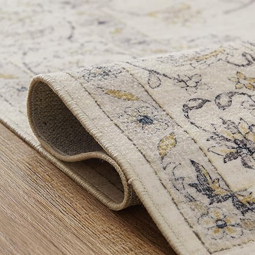 Miniatura 8 de jinchan Alfombra de pasillo vintage de 2 x 7 pulgadas, lavable, con diseño floral, antideslizante, con parte trasera de goma, alfombra vintage suave