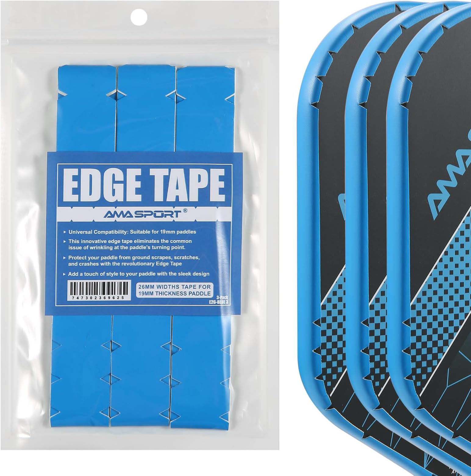PICKLETECH Pickleball Paddle Protection Tape - Paddle Head Edge Guard - Racket Edge Protection Tape -Fit Perfectly Curved Edge -No Wrinkling