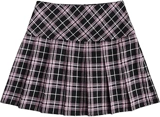 Pleated Skirts for Women Y2k Mini Skirt High Waist A-Line Uniform Skorts Plaid Cheer Skort