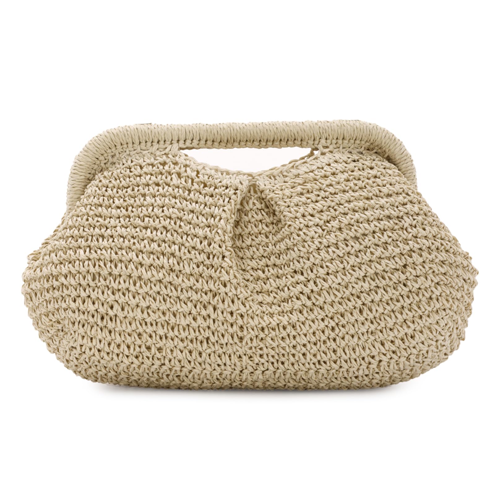 Bolso de Mano de Paja para Mujer Bolso de Playa de Verano Bolso Tejido Cloud Dumpling Bolso Bandolera para Viajes de Vacaciones