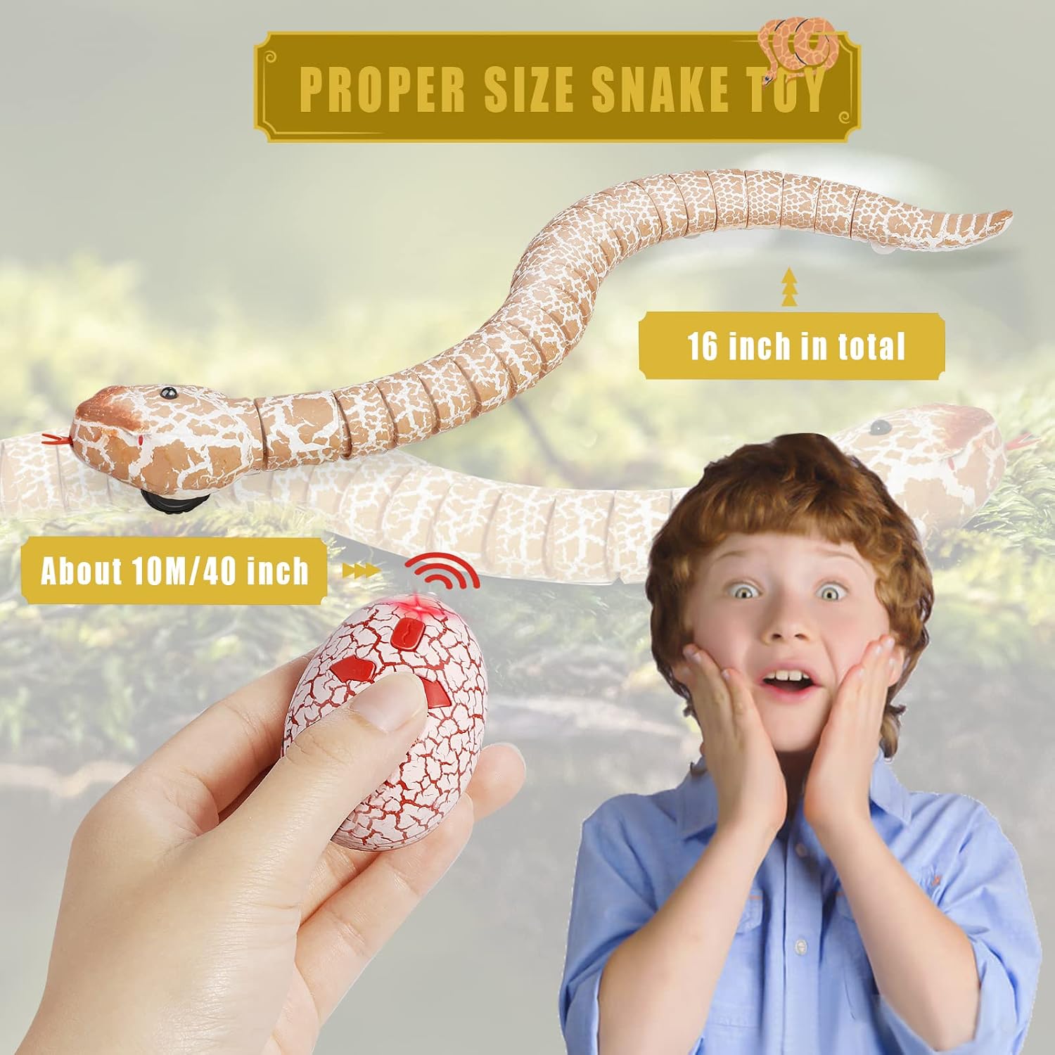 Ufurty Rely2016 Realistic Remote Control RC Snake Toy Fast Moving Simulation Fake Rattlesnake Robotic Toy Battery Powered Snake-Egg Controller USB Rechargeable Snake Scary Trick Toy for Kids Play