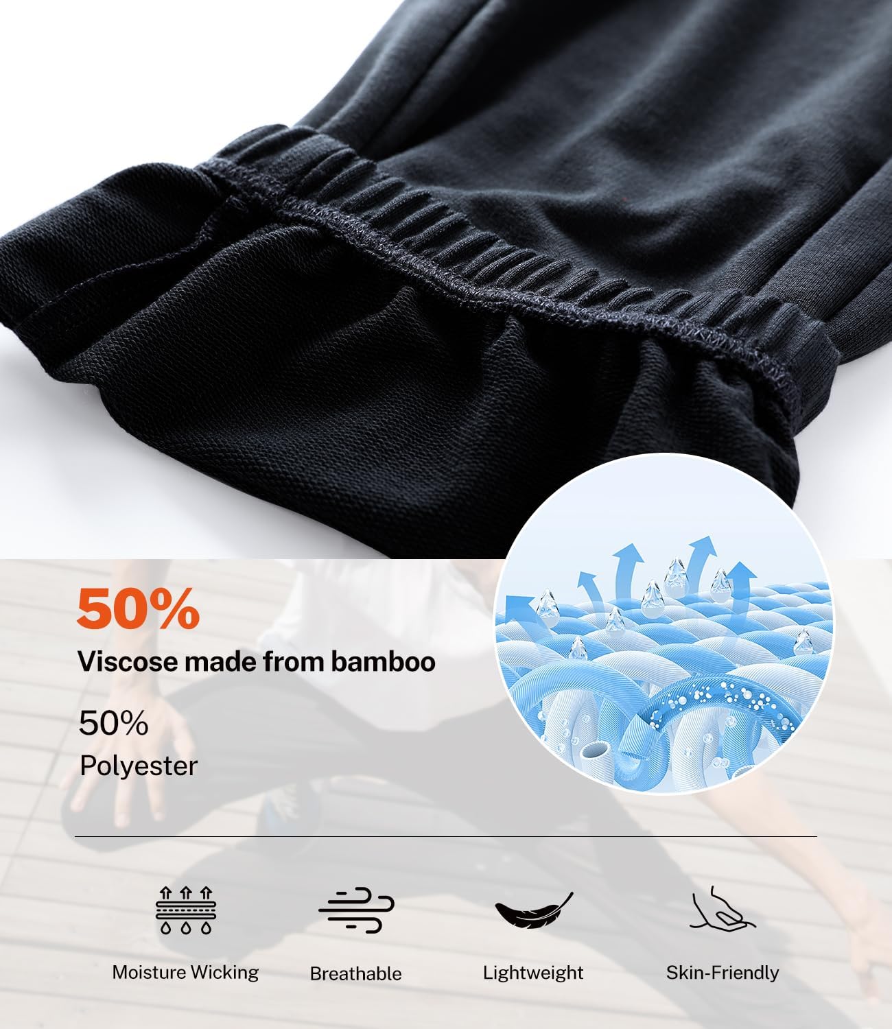 BAMBOO COOL Mens Sweatpants Lightweight Athletic Pants for Workout Jogging Running Gym Dry Loose-fit Tapered Joggers - Image 5