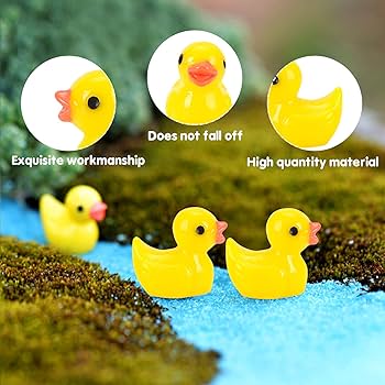 30pcs Tiny Duck Figurines, Brown & Yellow Resin Little Ducks In A Car