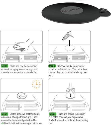 Miniatura 7 de Esoulk Soporte giratorio de 360 para parabrisas y salpicadero de automóvil, ventosa fuerte, brazo largo ajustable, agarre seguro, compatible con