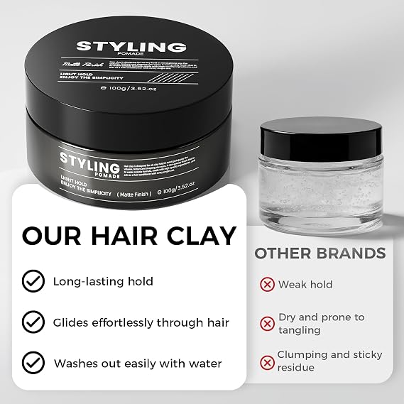 Pomade For Men, Natural Smooth Low Shine Hair Pomade For Men, All Day Easy Styling Hair Pomade, Easy To Wash Mens Hair Putty, Matte Wax That Instantly Enhances The Texture(3.52oz)