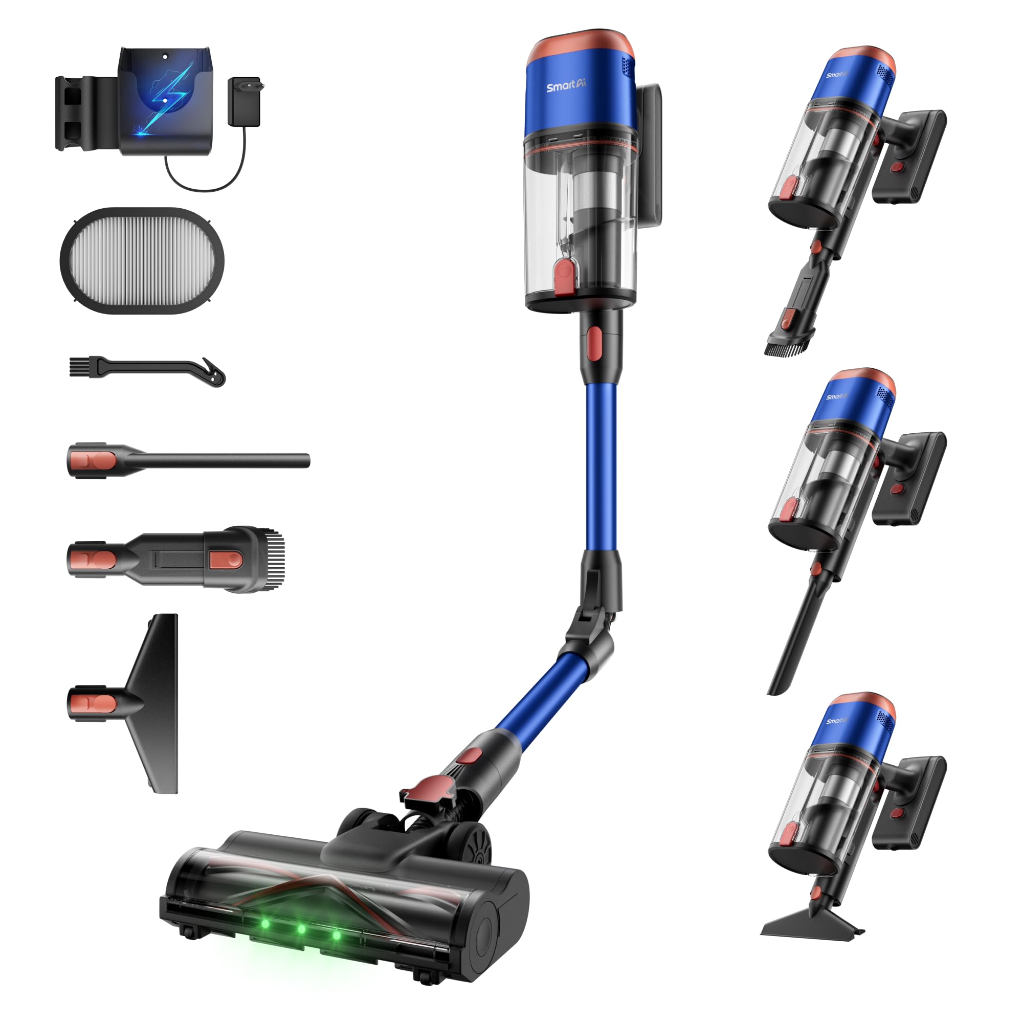 V15 Ultra Aspiradora sin Cable 58000Pa/600W/75Min, Doble Depósito 1,8L, Tubo Flexible, Cepillo en V Antienredos, Aspirador Escoba sin Cable para Pelo de Mascotas y Suelo Alfombra