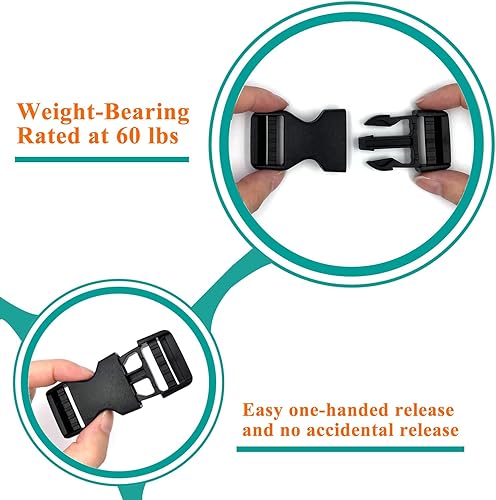 Miniatura 4 de honigo Hebillas de liberación lateral rápida de 1 pulgada de ancho, 3 piezas, doble ajustable, sin clips de costura, broches de 1 pulgada, repuesto