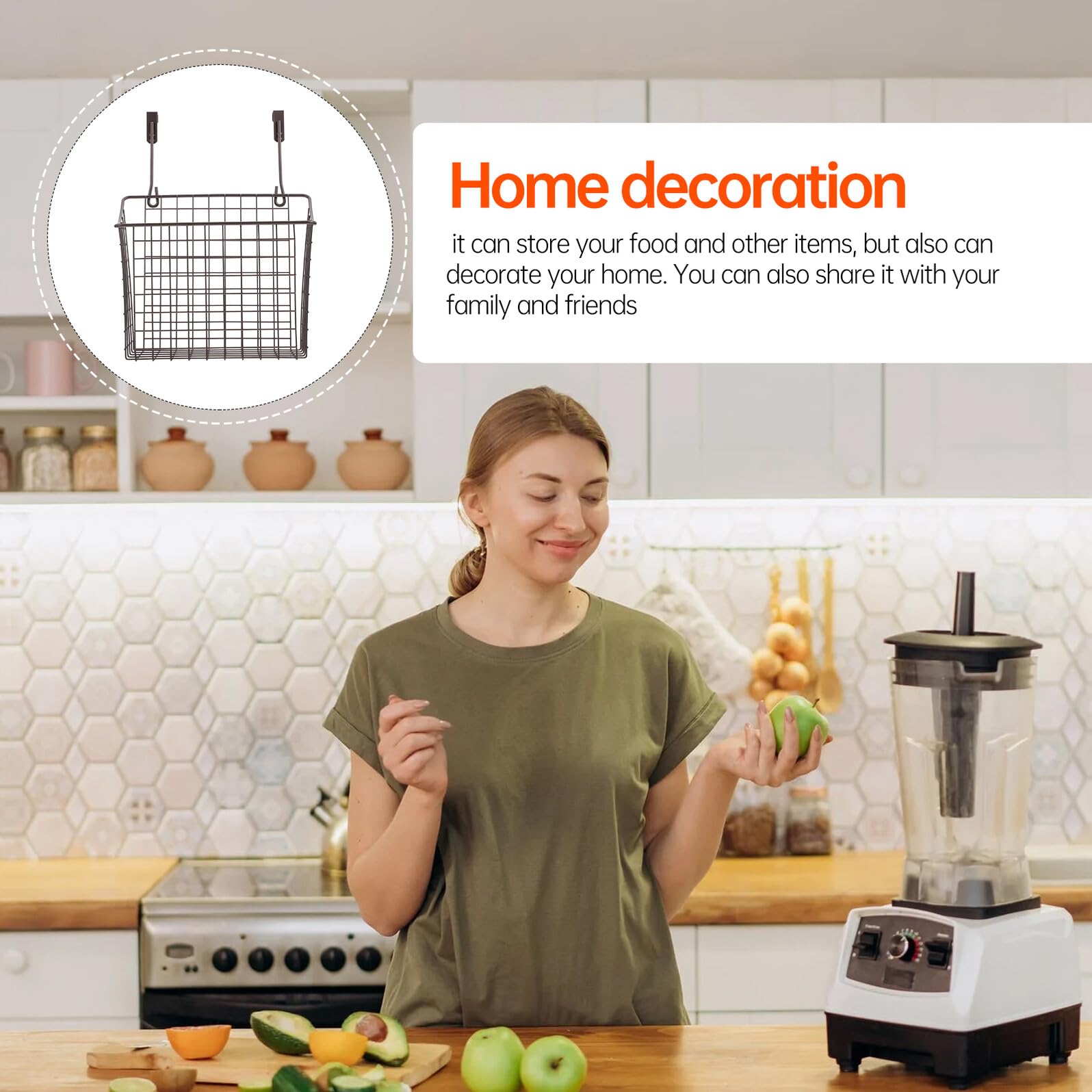 Toyvian Cesta de Alambre para Colgar Puerta de Armario Organizador de Cocina Negro Estante Ahorra Espacio para Frutas Especias y Utensilios Multiusos para Baño y Hogar