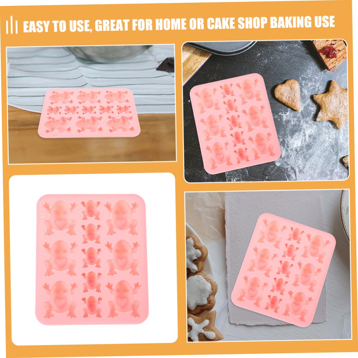 OSALADI Molde De Silicona De Rana Moho Molde De Torta Fondant Moldes De Chocolate Ranas Molde Para Hornear De Silicona Molde De Rana Moldes De Rana Gel De Sílice Rosa 2 Piezas X 4
