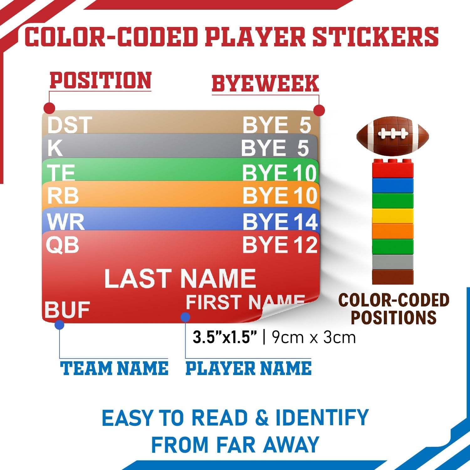 Fantasy Football Draft Board 2025-2026 Kit ⁤- ‌Extra ‍Large Set ⁤with 600+ Player Labels