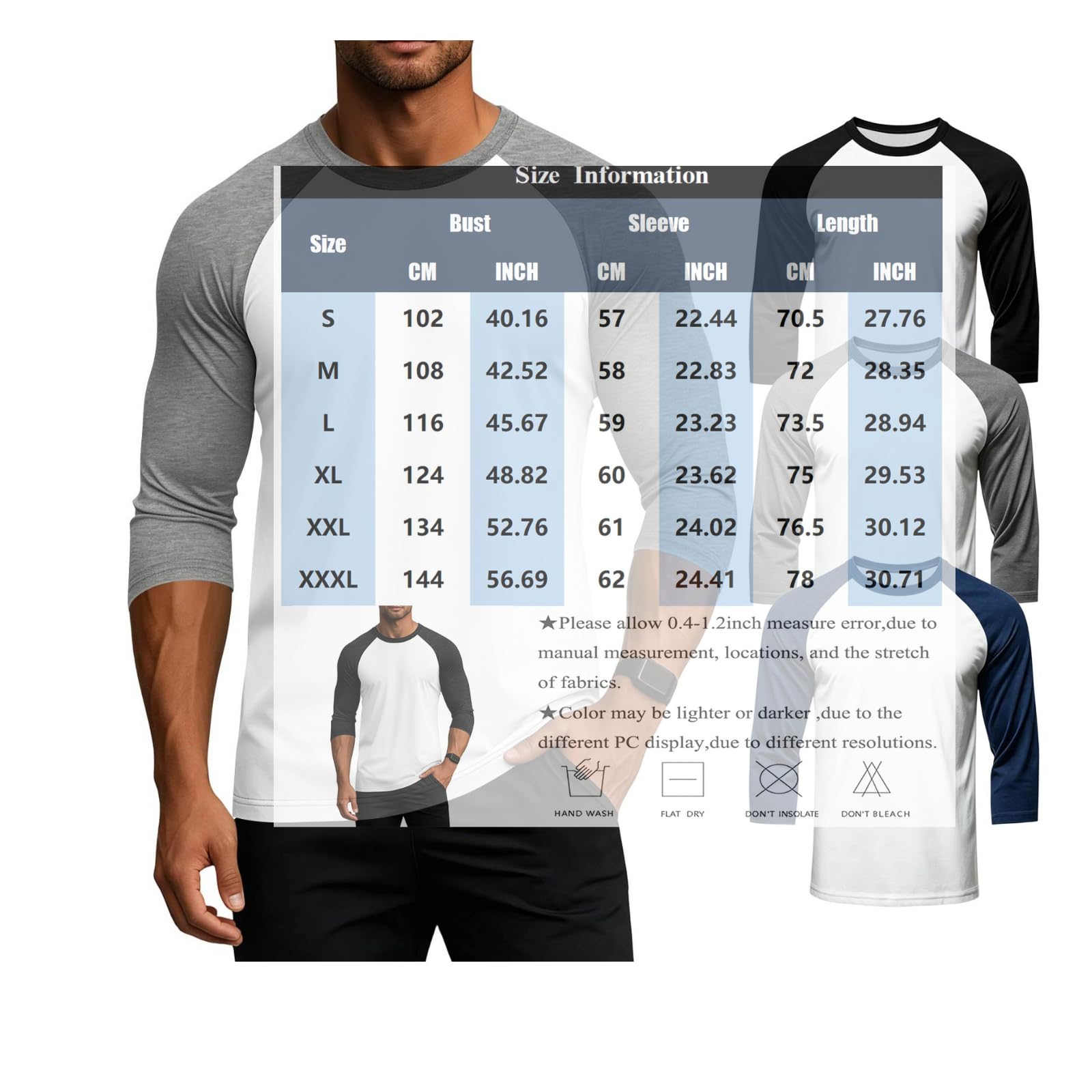 Pack de 3 camisetas raglán de manga tres cuartos para hombre Urban Classics Sport