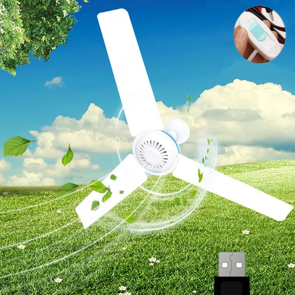 Ventilatore da soffitto USB 5 V 50 cm Ventilatore USB portatile Mini USB Appeso Ventilatori da tenda da campeggio per gazebo esterno Ventilatore a soffitto alimentato a batteria Design