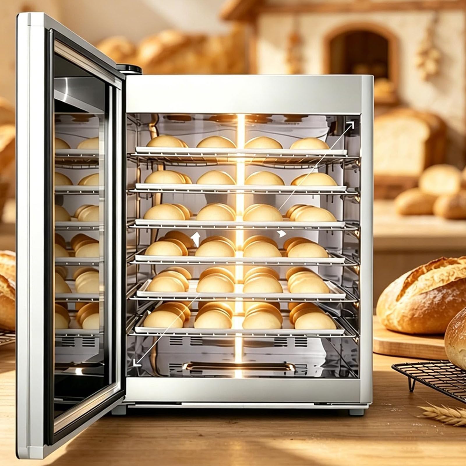 Professioneller Brotgärschrank 100l,Teiggärbox,Digitalanzeige, Automatischer Schutz,20-50℃ & 60-90% Rh Regelung,Für Sauerteig, Pizzateig,Reiswein