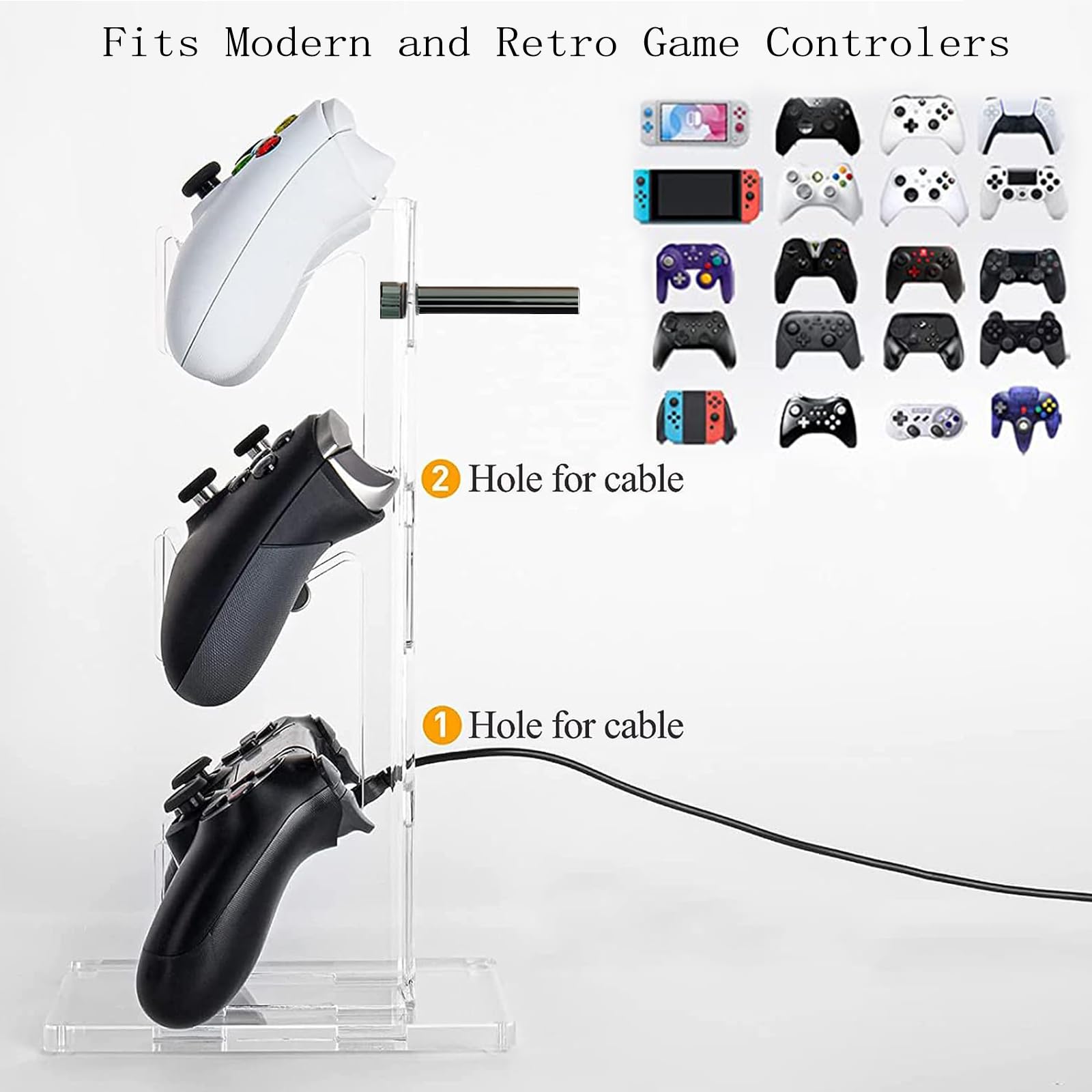 Supporto universale doppio per Xbox Series X PS4 PS5 Switch Joy Con, Supporto Trasparente in Acrilico per Cuffie e Controller, Organizzatore per Controller per 3 Gamepad (3 Tier Clear B)