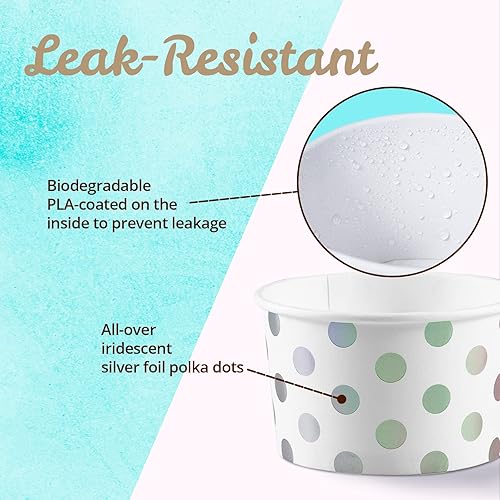 Miniatura 5 de MATICAN Vasos de papel para helado, 50 cuencos de postre desechables de 5.5 onzas para alimentos calientes o fríos, suministros de fiesta de 5.5