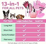Dog Brush, 13Pcs Pet Grooming Kit with Deshedding Brush for Dogs and Dog Nail Clippers, Cat Grooming Supplies with Pet Hair Removal Gloves, Dematting Comb Brush Shampoo Scrubber for Short & Long Haired Dogs / Cats (Pink 13pcs)