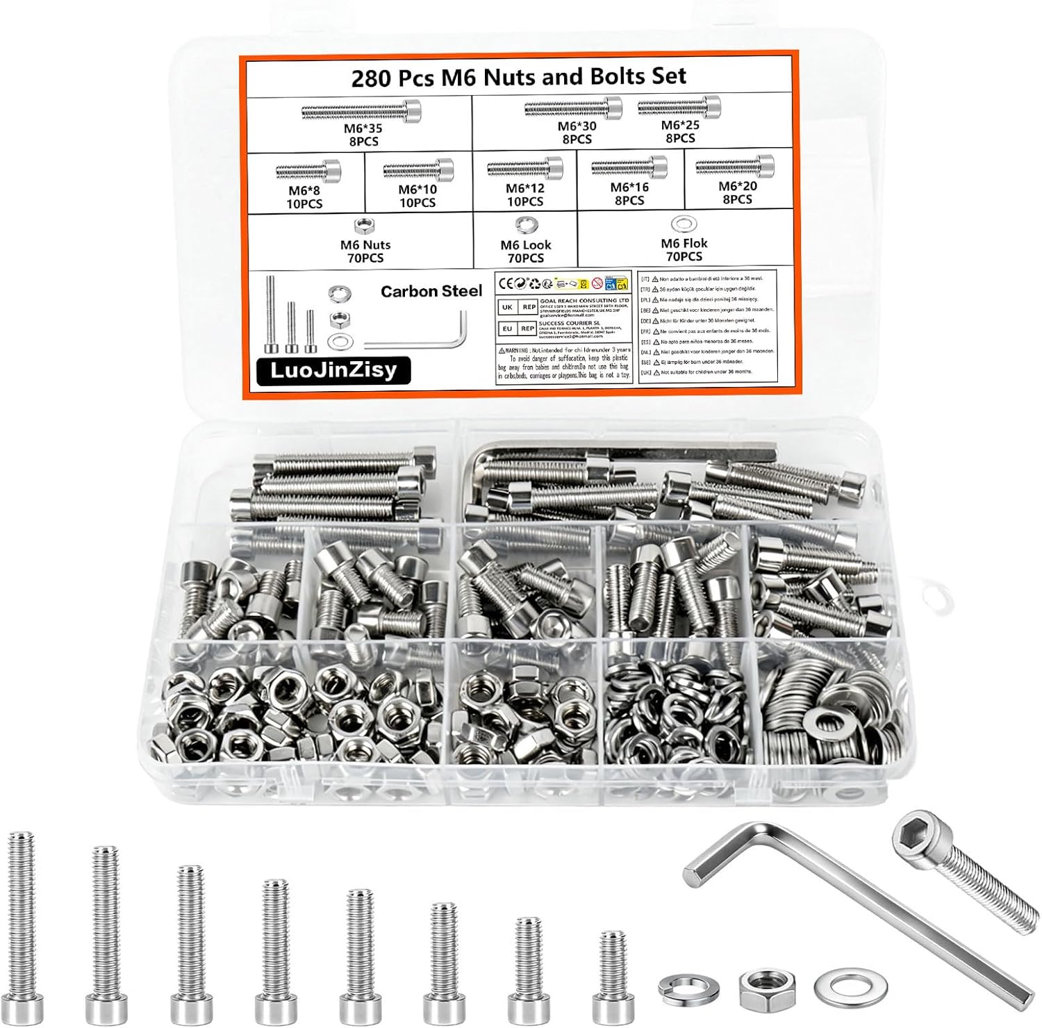 Set 280 viti M6 in acciaio inox - Viti e dadi assortiti
