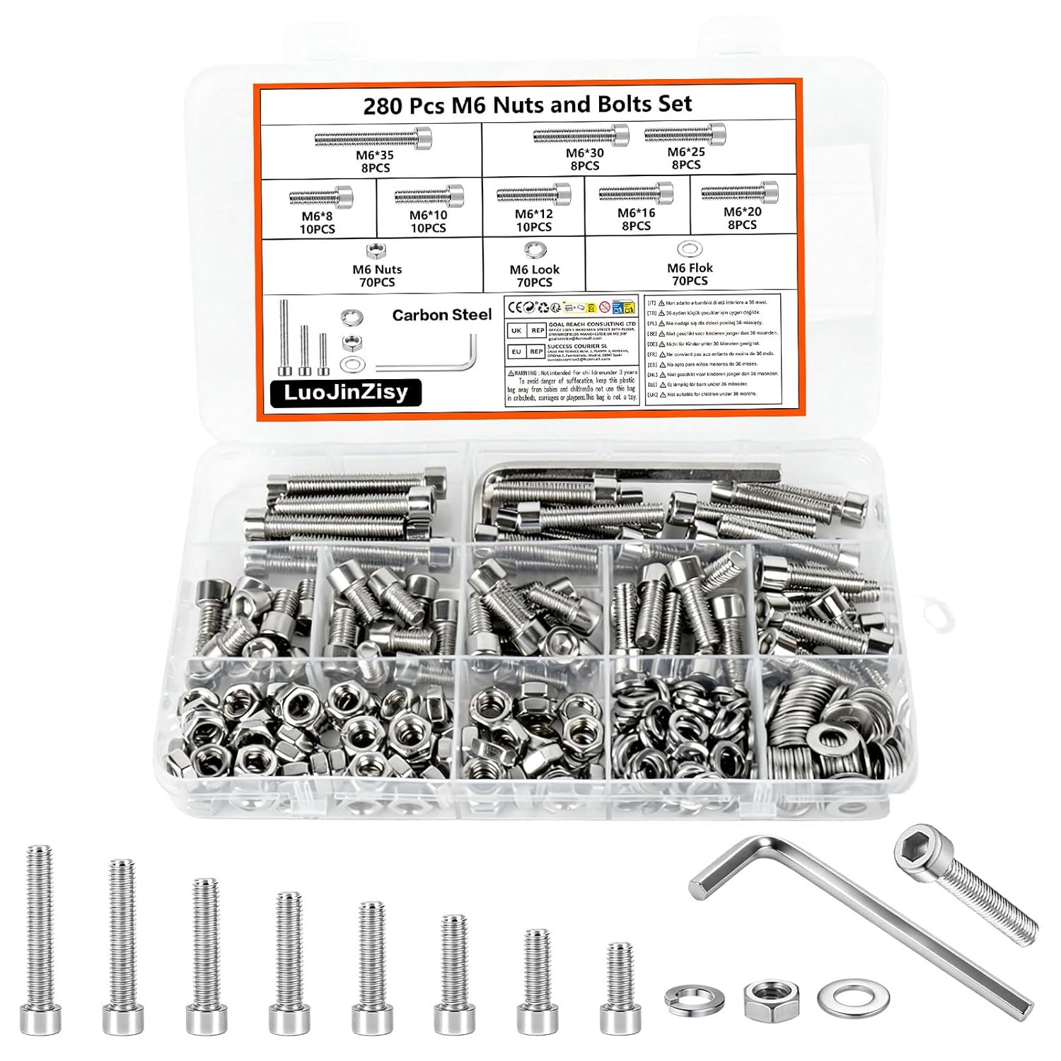 Set 280 viti M6 in acciaio inox - Viti e dadi assortiti