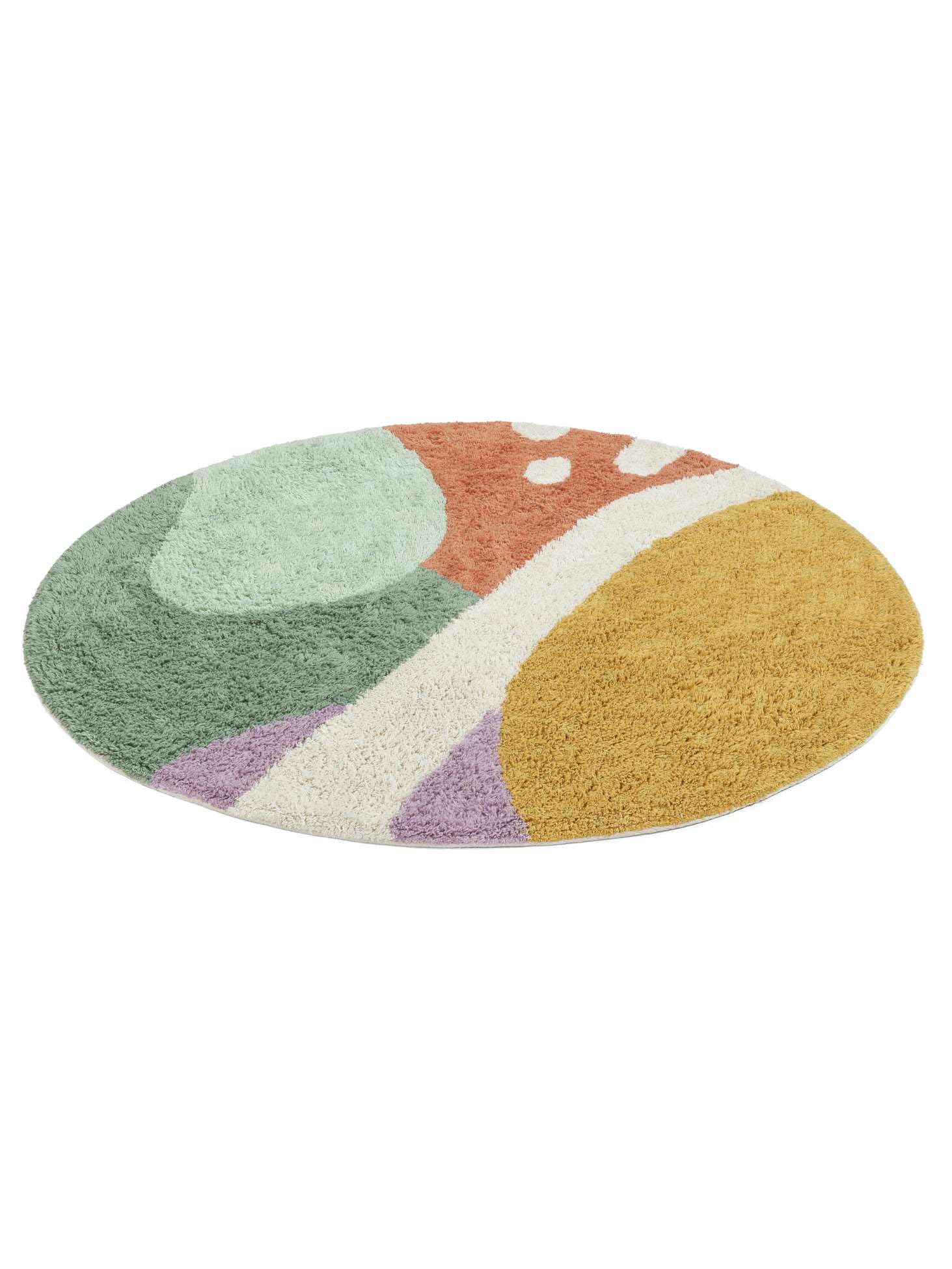 RugVista Oceana Alfombrilla de baño, Redondo, Ø 90 cm, Multicolore