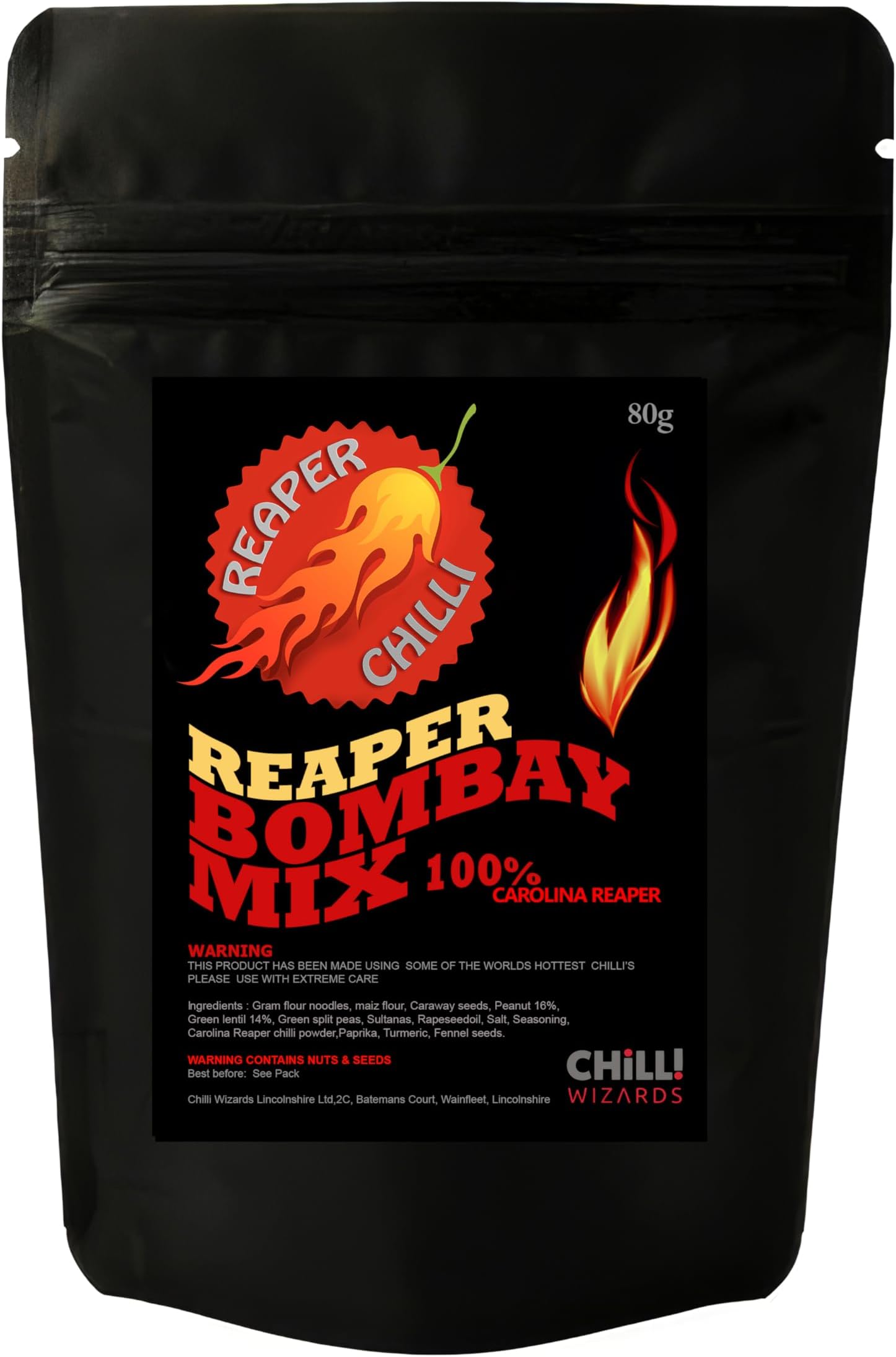 Carolina Reaper - Insane Bombay Mix. Too Hot To Handle Chilli Snack 80g
