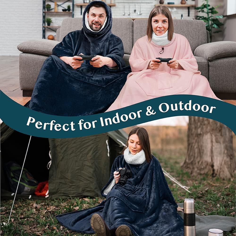 PAVILIA Wearable Blanket Poncho Women Men, Oversized Hoodie Sweatshirt Sweater Neck Warmer, Fleece Soft Hug Sleep Pod Adult - Image 6