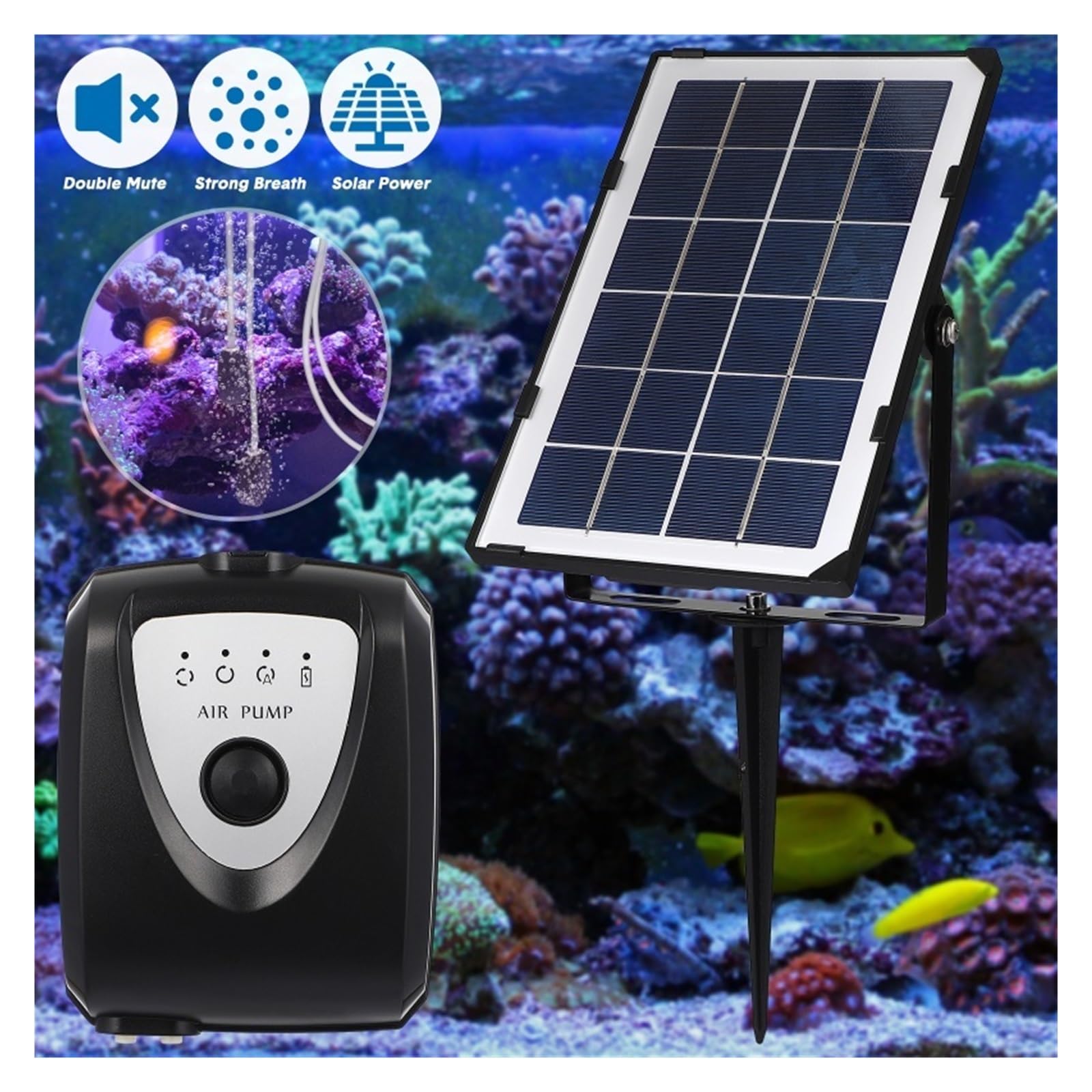 Bomba estanque aireador aire Solar conjunto acuario tanque Kit oxigenador potencia cebo tanques circulación agua jardinería piscina burbuja