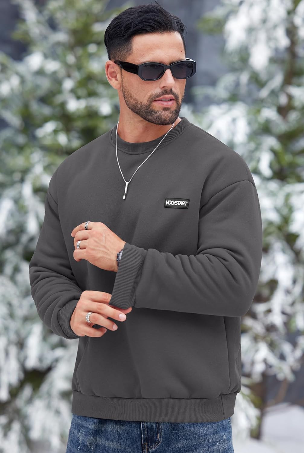 Men Sherpa-Lined Sweatshirt Thermal Winter Heavyweight Pullover(S-3XL) - Image 8