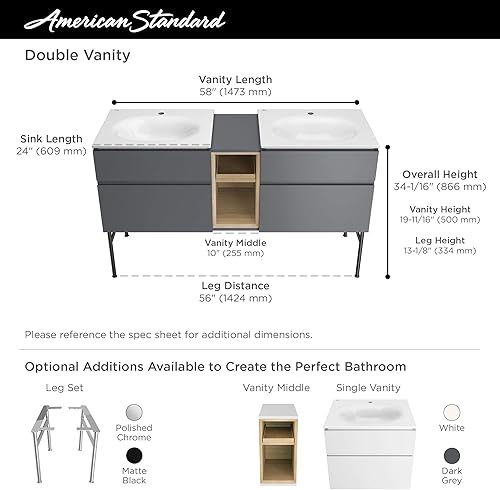 Miniatura 40 de American Standard 1297008.020 Studio S 24 - Fregadero de tocador - Centro de 8 pulgadas, color blanco