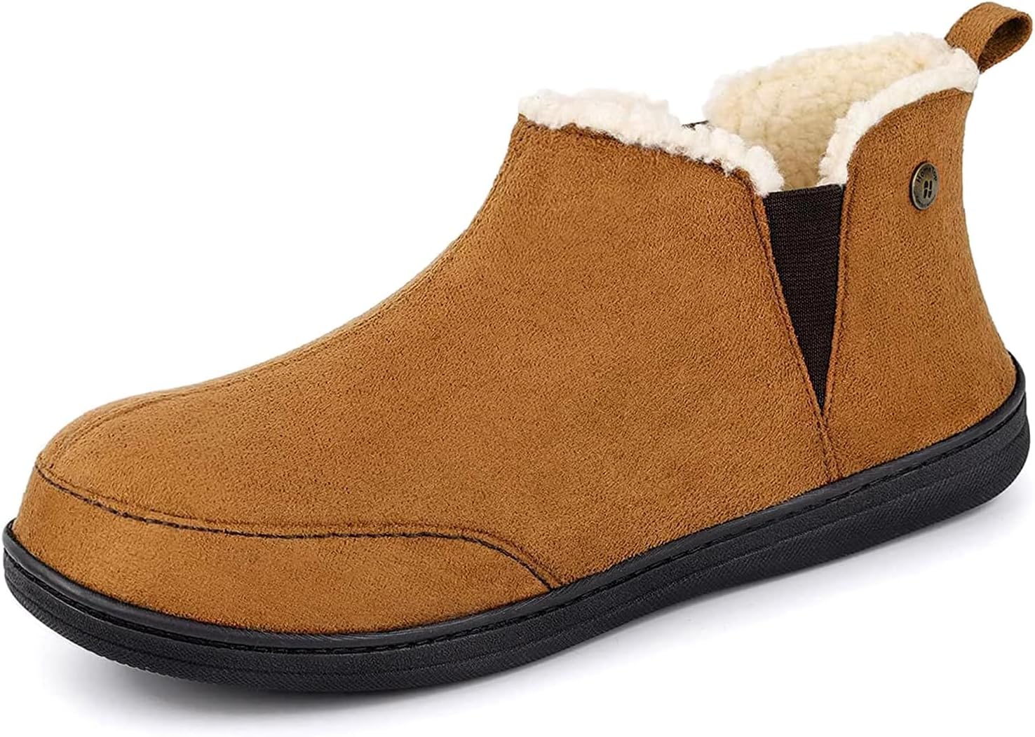 HomeTop Men's Bootie Slippers Comfy Warm Non-slip Memory Foam House Shoes