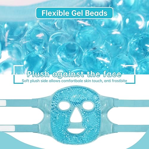 Miniatura 6 de Máscara facial de hielo reutilizable y fría para hinchazón, ojeras, bolsas de ojos, ojos secos, dolores de cabeza, migrañas, alivio del estrés,